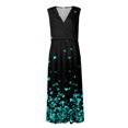 thumbnail image 4 of TJAZFJPA Robe Cocktail Femmes Femmes Été Aguichant Col en V Profond Formelle Sans Manches Longue Robe Dégradé Fermeture Éclair Robe Évasée Robes Robe Bleue pour Femmes Robe de Plage, 4 of 4