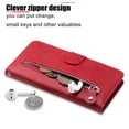 thumbnail image 5 of Case for Google Pixel 4A 4G Zipper Pocket Wallet Leather Case Magnetic Closure Flip Cover - Red, 5 of 5