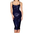 thumbnail image 1 of Pisexur Robes pour Femmes Col Rond Dos Nu Robe de Cocktail Mode Paillettes Scintillantes Robe de Soirée Boîte de Nuit Fête Robe Ajustée Robes de Retour à la Maison Élégante Robe d'Invitée de Mariage Tunique Robe Midi, 1 of 3