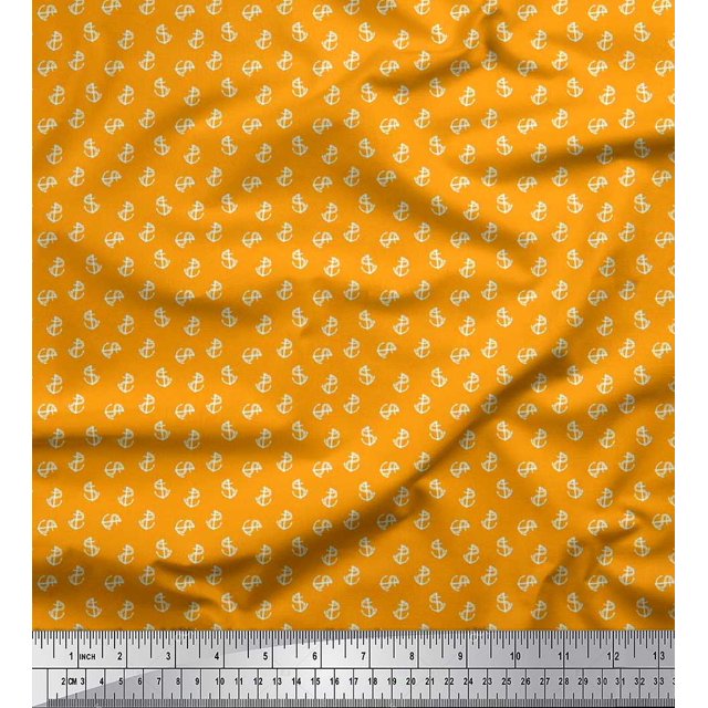Soimoi Rayon Fabric Anchor Hook Nautical Print Sewing Fabric Yard 56 Inch Wide