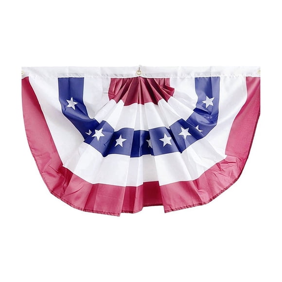 Qocolhg Décorations du 4 Juillet Drapeau Américain Bannière Demi-Ventilateur Patriotique Décoration de Fête pour le Jour de l'Indépendance Américaine