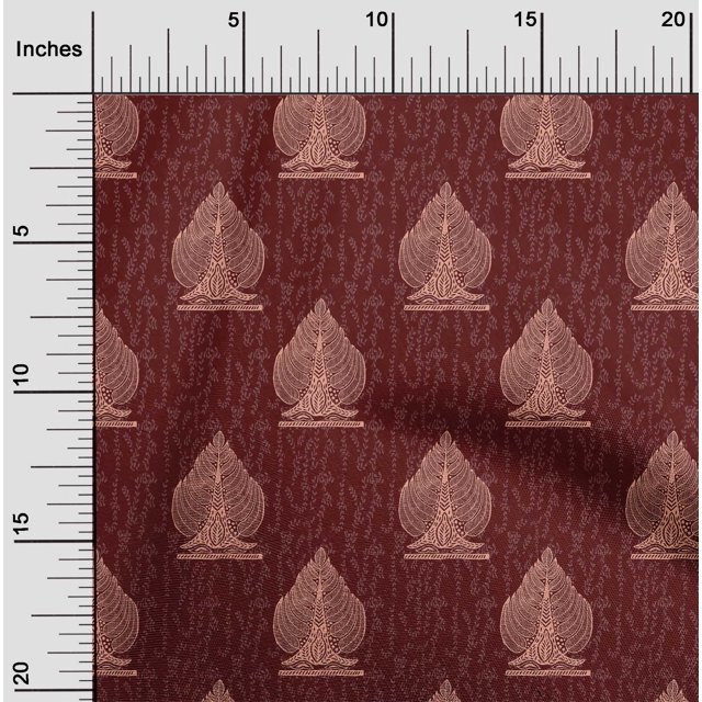 oneOone Viscose Jersey Fabric Leaves & Tree Block Print Fabric BTY 60 Inch Wide