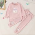 thumbnail image 2 of MIASHUI Toddler Girl Boy Easter Outfit Rabbit Embroidered Long Sleeve Sweatshirt Top Pants Set,Pink,2-3 Years, 2 of 8