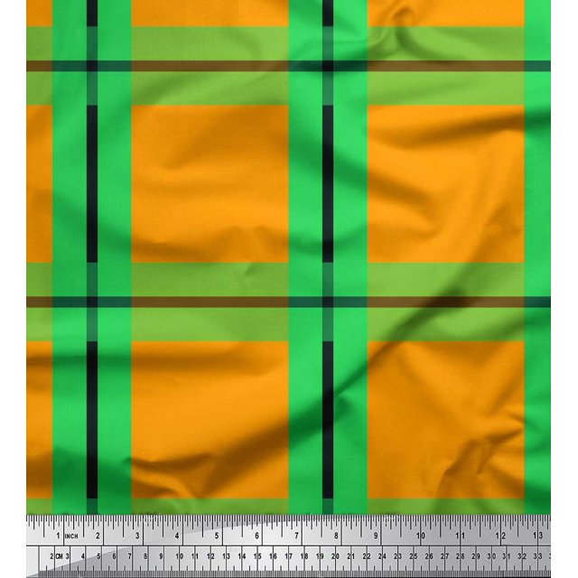 Soimoi Poly Georgette Fabric Check Check Print Sewing Fabric Yard 52 Inch Wide