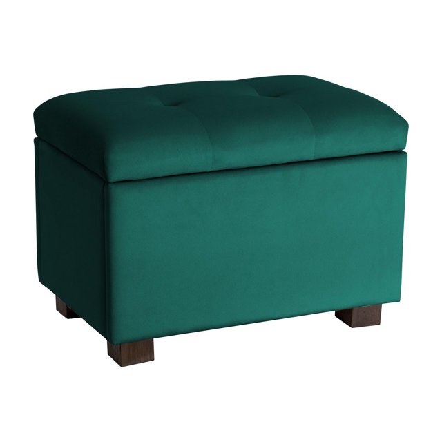 CorLiving Asha Small Velvet Tufted Upholstered Rectangular Indoor Ottoman with Storage