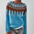 thumbnail image 2 of Tiweut Chandails Décontractés pour Femmes Doublés en Polaire Chandail d'Hiver Manches Longues Col Rond Mi-Longueur Blouses Patchwork Bleu Ciel,3TG, 2 of 5