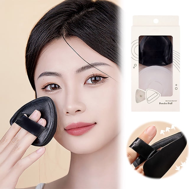 Triangle High Definite Black Powder Puff Dry Wet Use Non Eating Powder Concealer Makeup Holding Sponge Powder Air Cushion Beauty Egg