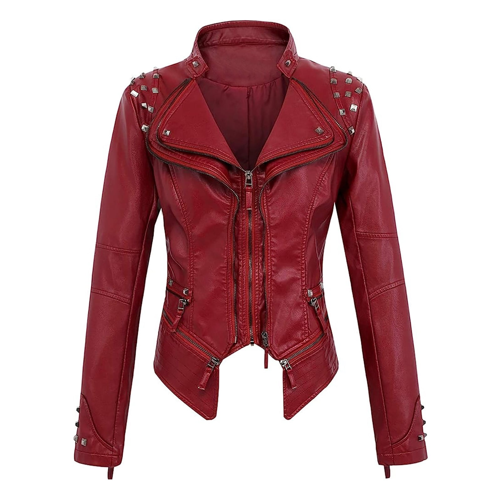 LOVZFMLL Jackets for Women's Leather Long Sleeved Short Lapel Jacket Jacket Jacket