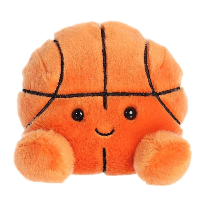 Aurora Palm Pals - Hoops Basketball Jouet en Peluche de 5 Pouces Conçu pour Ressembler à un Ballon de Basketball avec un Extérieur orange Doux et Duveteux, des Surpiqûres Noires Imitant des Lignes de Basketball, et un Visage Souriant aux Yeux Noirs. Cette Peluche Compacte Présente des Granules de Haricot pour la Stabilité et Convient à Tous les Âges.