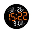 thumbnail image 1 of yuksok Horloge Murale 10 Pouces Heure Semaine Date Température Humidité Affichage Ronde Numérique LED Orange, 1 of 9