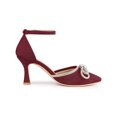 thumbnail image 3 of BLISSFUL STEP Women's Ankle Strap Rhinestones Bow Stiletto Heel Pumps, 3 of 7