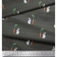 thumbnail image 3 of Soimoi Japan Crepe Satin Fabric Carrot & Rabbit Dots Print Fabric by Yard 42 Inch Wide, 3 of 5
