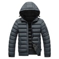 thumbnail image 1 of hoksml Men's Down Fill Winter Jacket Detachable Hooded Zip Up Coat with Zippered Pockets for Cold Weather, 1 of 5