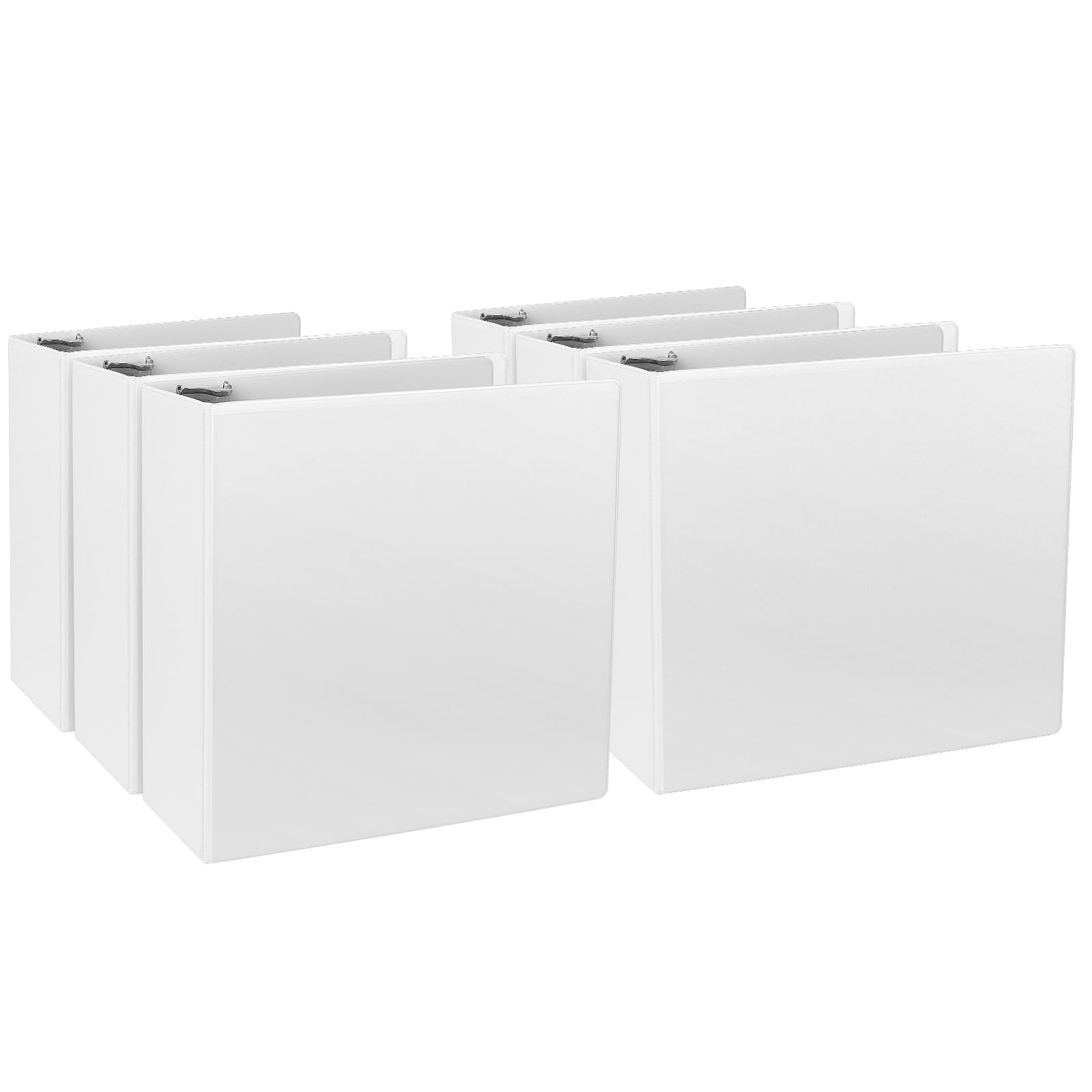 CIXILDTS 4-Inch 3 Ring Binder, Standard 4" Slant-D Ring Binder Fit Letter Size Paper, Presentation View Binders, White, 6-Pack