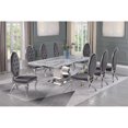 thumbnail image 2 of Ensemble de Salle à Manger de 9 Pièces en Acier Inoxydable Argenté avec Table en Marbre et Chaises Grises, 2 of 4