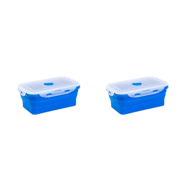 maskred Food Grade Silicone For Safe And Healthy Meals Sealed Preservation Box Microwave Lunch Box Silicone Lunch Box Compact deep blue 540ml 2Set