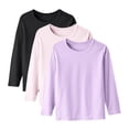 thumbnail image 2 of YUNAFFT Boys & Girls Layering Tee Slim Fit Pure Color Long Sleeve Round Neck Basic Tops 3-Pack Casual Everyday Style, 2 of 9