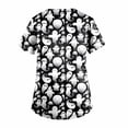 thumbnail image 3 of EGNMCR Hauts de Sarrau d'Infirmière pour Femmes, Imprimé d'Halloween, Uniforme de Travail à Manches Courtes, Col en V, Blouse T-shirt de Tenue de Travail avec Poches, Costumes d'Halloween, 3 of 5