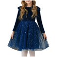 thumbnail image 1 of Floleo Girls Velvet Princess Dress Long Sleeve Ruffle Hem Party Gown A Line Party Dresses for Holiday Birthday Performance Formal Events(Light Blue,9-10 Years), 1 of 3