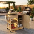 thumbnail image 4 of AKDSteel Chariot de Gril d'Extérieur en Bois Robuste avec Dessus en Acier Inoxydable, Armoire de Rangement, Tiroir, Étagères Ouvertes et Roues Verrouillables, Îlot de Cuisine Roulant Portable et Table de Préparation de Bbq pour Patio, 4 of 9
