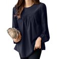 thumbnail image 2 of Timegard Womens Plus Size Tops Crew Neck Long Sleeve Ruched Comfy Tee Shirts Fall Casual Loose Tops, 2 of 7