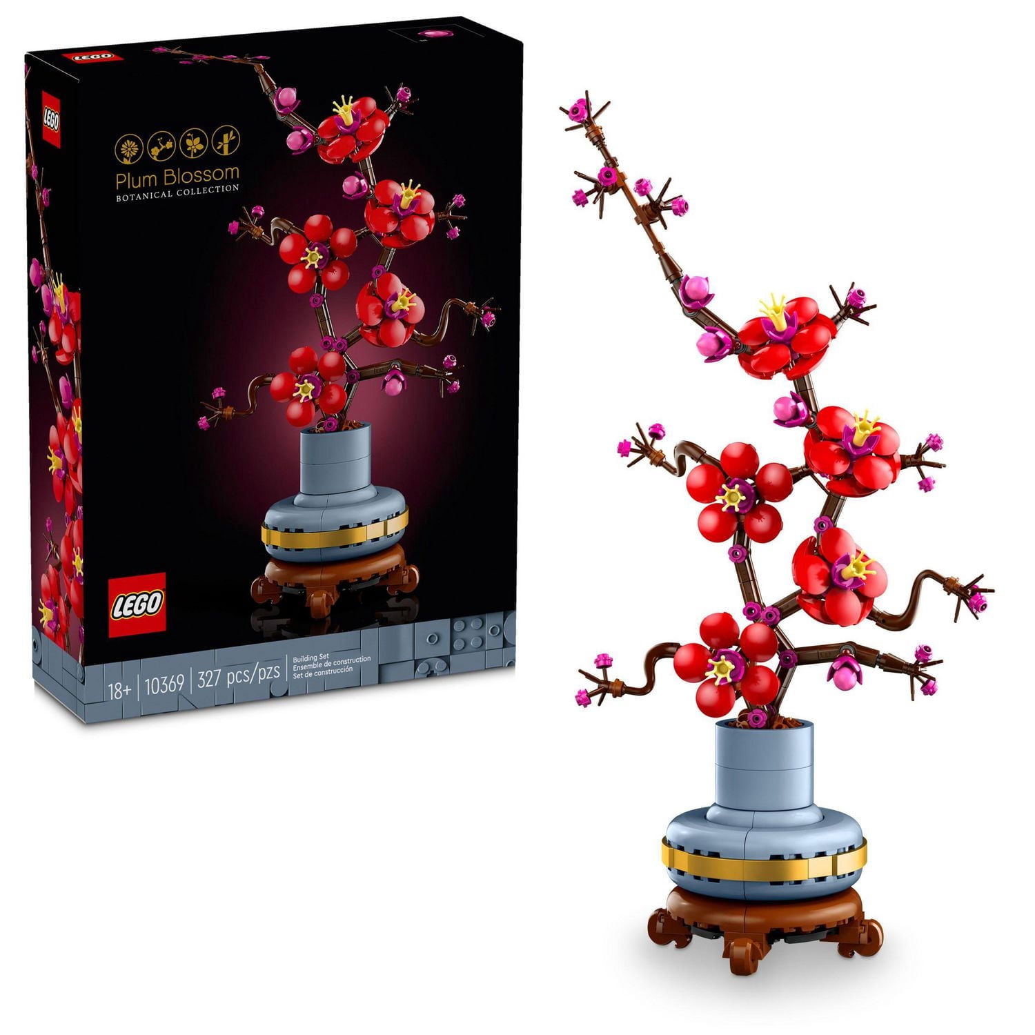 LEGO Icons Plum Blossom Building Set - Artificial Flowers for Dinner Table Centerpieces & Decoration, Adults Ages 18+ - Gift for Mom, Dad, & Significant Other - 10369