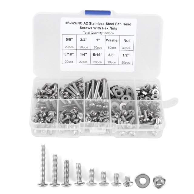 Vis de Tête de Poêle, Ensemble de Vis de Poêle à Large Application pour Réparateurs 180 Pcs 8-32UNC, 220 Pcs 4-40UNC, 250 Pcs 6-32UNC