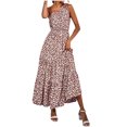 thumbnail image 1 of RKSTN Women's Summer Dress One Shoulder Sleeveless Long Dress Printing Ruffle Maxi Dress, 1 of 1