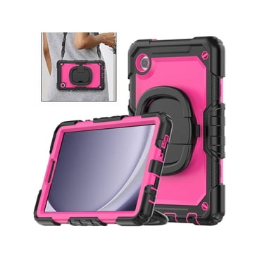 Case for Samsung Galaxy Tab A9 Case 8.7 inch 2023 (SM-X110/X115/X117), with Built-in Screen Protector, 360° Rotating Stand, Hand Strap & Shoulder Strap