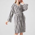 thumbnail image 3 of Plush Soft Hooded Robes for Women, Striped Printed Fleece Womens Robe Cozy Warm Bathrobe Luxury Hotel Spa Robe, 3 of 5
