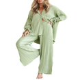 thumbnail image 1 of Women Solid Color Long Sleeve Blouse and Straight Fit Trousers, 1 of 9