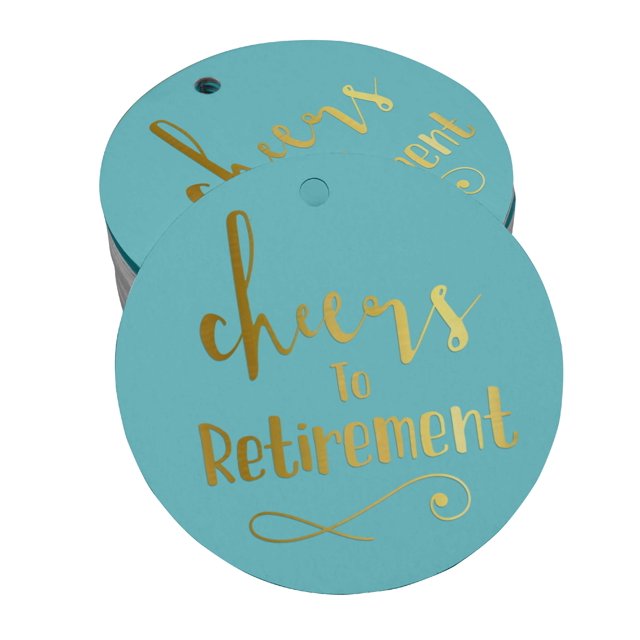 Inkdotpot Pack Of 100 Real Gold Foil Paper Tags Cheers To Retirement Favor Hang Tags