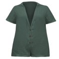 thumbnail image 4 of MesaSe Women Summer Short Sleeve Jumpsuits Shorts V Neck Button-Down Rompers, 4 of 6