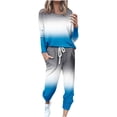 thumbnail image 3 of UPPADA Ensemble Deux Pièces Brun pour Sortir, Survêtement pour Femmes 2 Pcs Tenues Chandails à Col Ras du Cou Chandails Molletonnés Hauts à Enfiler Pantalons Jogger Ensembles de Détente avec Poches Bleu, G, 3 of 6