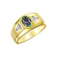 thumbnail image 3 of RYLOS Men's Rings 14K Yellow Gold Classic 7X5MM Oval Gemstone & Diamond Ring Alexandrite June Birthstone Rings For Men, Gold Rings Size 12, 3 of 7