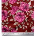 thumbnail image 1 of Soimoi Cotton Poplin Fabric Leaves & Carnation Floral Printed Craft Fabric by the Yard 42 Inch Wide, 1 of 1