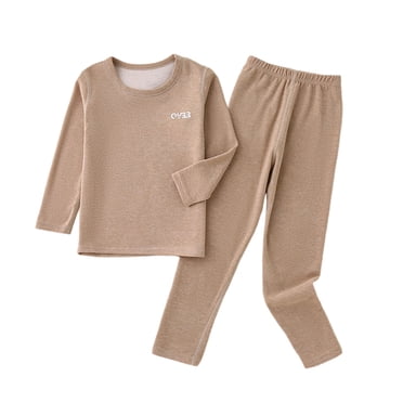 Tqyyweavej sous-Vêtements Thermiques pour Garçons 2 Pcs Doublés en Polaire Couches de Base Haut et Bas Caleçons Longs pour Tout-Petits pour Hiver Froid 2-16 Ans