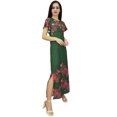 thumbnail image 4 of Bimba Robe en Georgette à Imprimé Floral pour Femme Manche Verte Tenue d'Été-16, 4 of 7