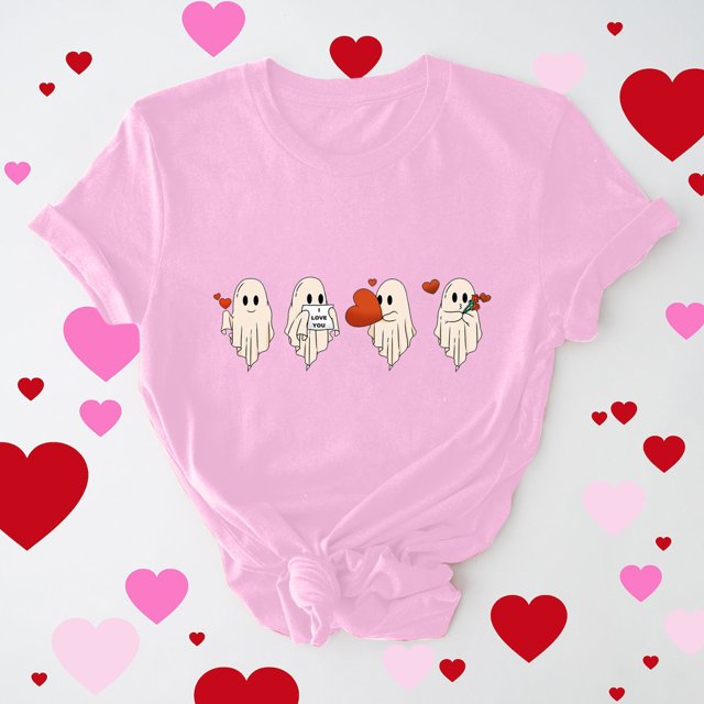 Cadeaux de la Saint-Valentin T-shirt Décontracté à Col Rond Manches Courtes Imprimé Arbre de Noël pour Femmes