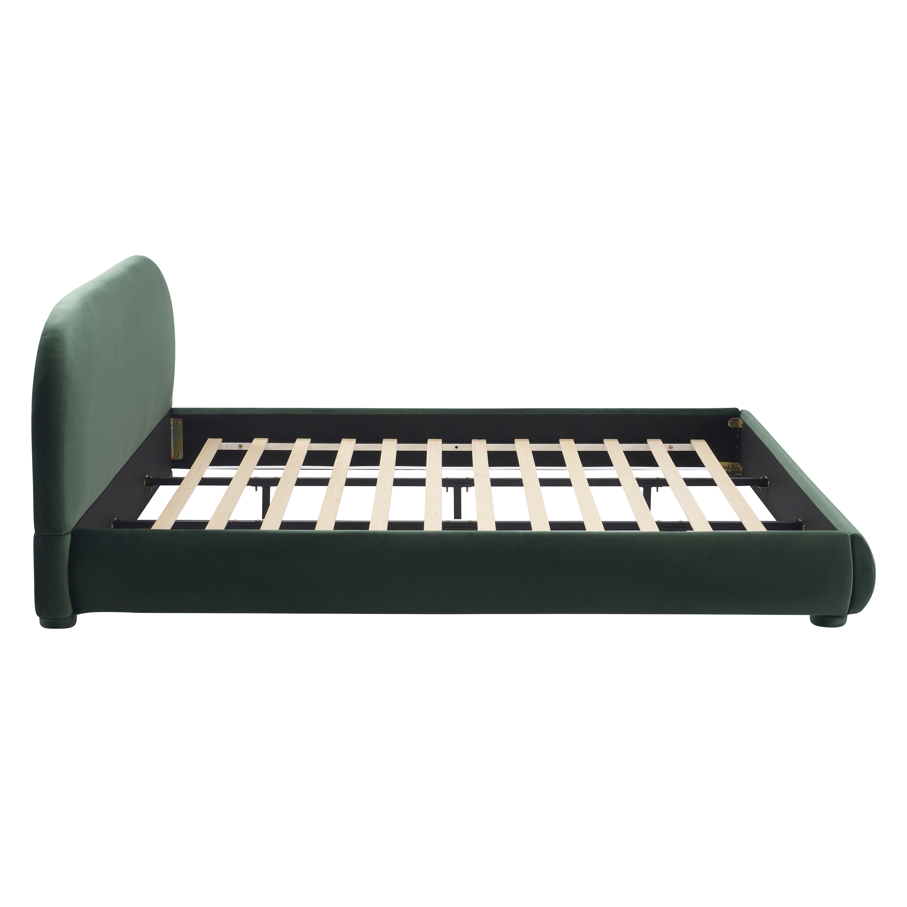 Noble House Lit rembourré Style King Cream, tête de lit en tissu texturé courbé avec structure solide, vert foncé