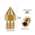 thumbnail image 3 of Workhe 3D Printer Nozzle Brass Extrude Head Mini Portable Brass Nozzle Firm Printer Thread, 1.0mm/3mm, 3 of 9