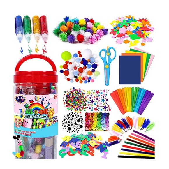 Arts and Crafts Supplies for Kids - Craft Art Supply Kit for Toddlers Age 4 5 6 7 8 9 - All In One D.I.Y. Crafting School Kindergarten Homeschool Supplies Arts SetArt and Craft Supplies
