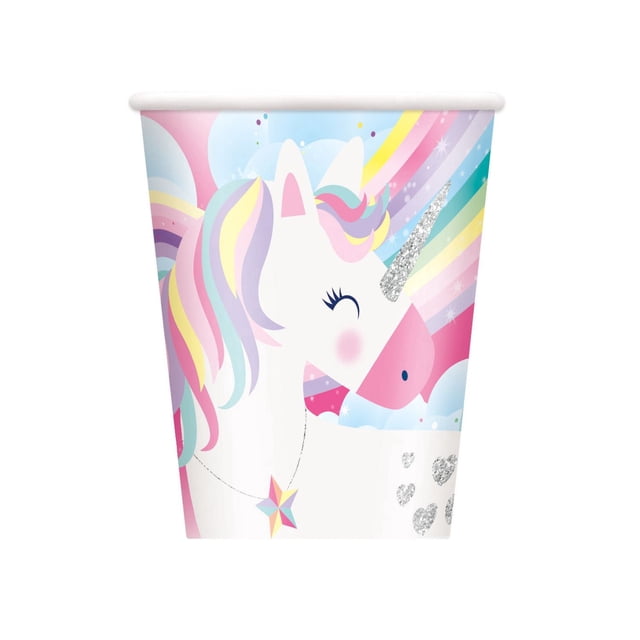 Pink Rainbow Unicorn 9oz Paper Cups, 8ct