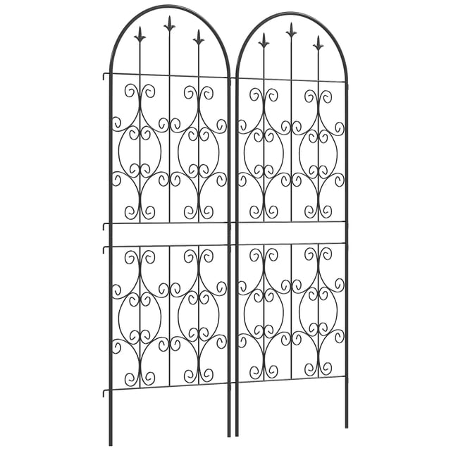 Outsunny Set of 2 Metal Garden Trellis, Decorative Trellis Panels, Black