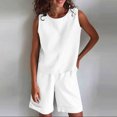 thumbnail image 1 of Ensembles Assortis for Femmes Summer Femmes Casual Summer Solide Col Rond Sans Manches Tops et Pantalons Courts Costume Ensembles Confortables for Femmes sur Clearance, 1 of 6
