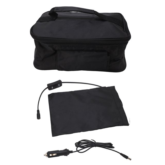 Accessoire de voyage portable Mini voiture micro-ondes 12 V Four électrique Chauffage rapide Boîte de pique-nique pour voyage camping nourriture cuisine Noir