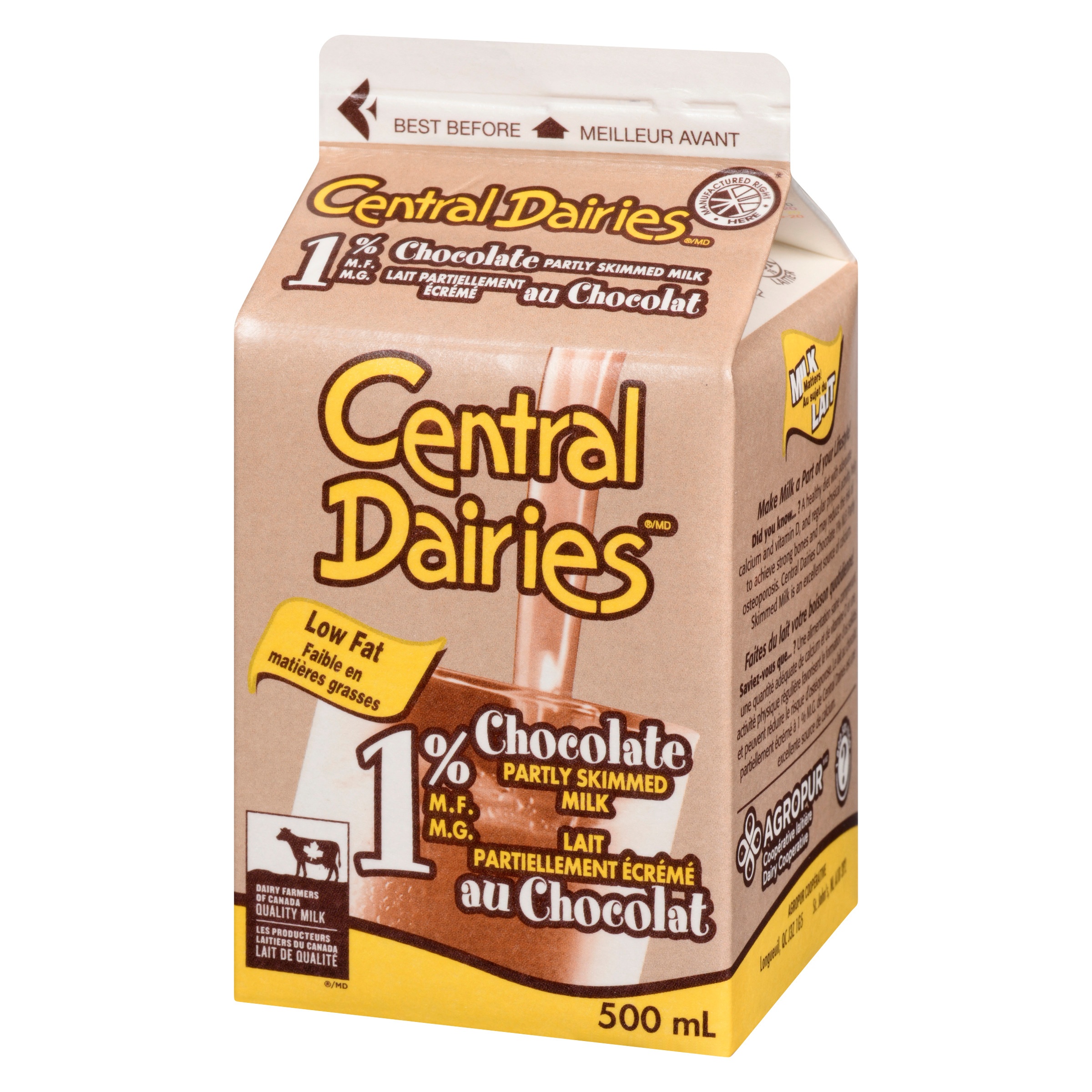 Central Dairies Lait au Chocolat Partiellement Écrémé 1 %