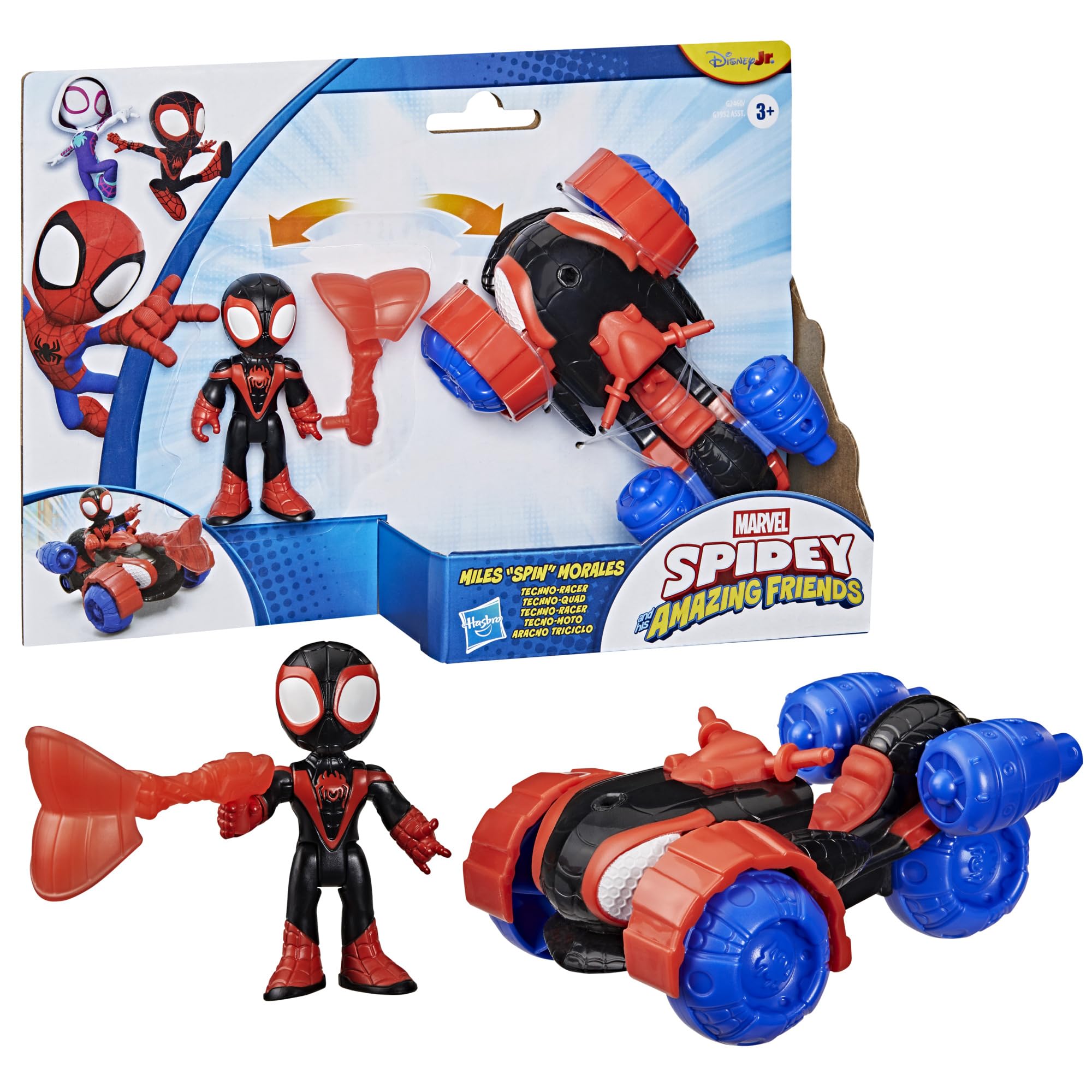 Marvel Spidey et ses Amis Extraordinaires, véhicule Techno-Quad et figurine Miles « Spin » Morales