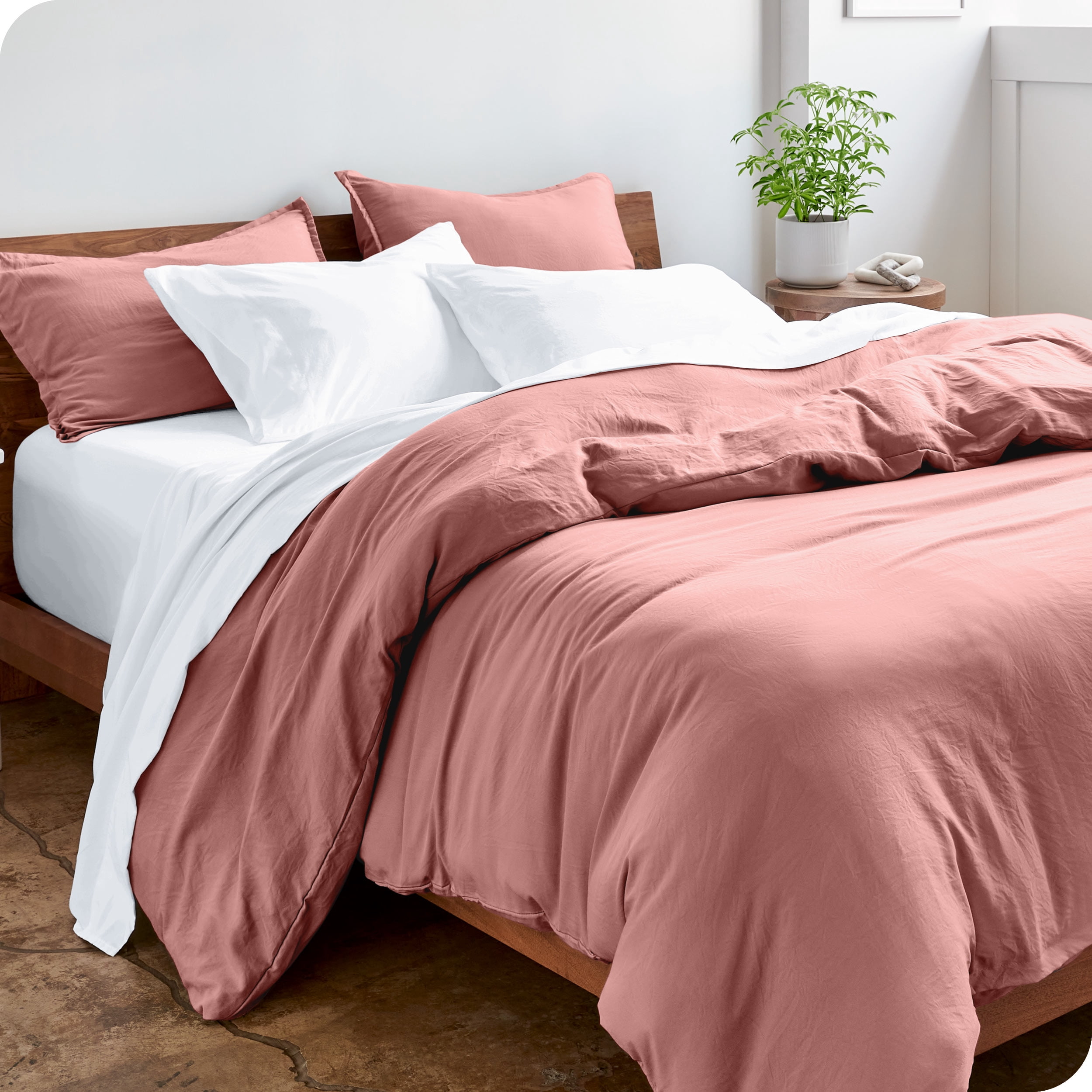 Bare Home Housse de Couette Sablée - Ultra Douce - Premium 1800 Collection - Ensemble 2 Pcs - Lit Simple/simple TG, Rose Poussiéreux
