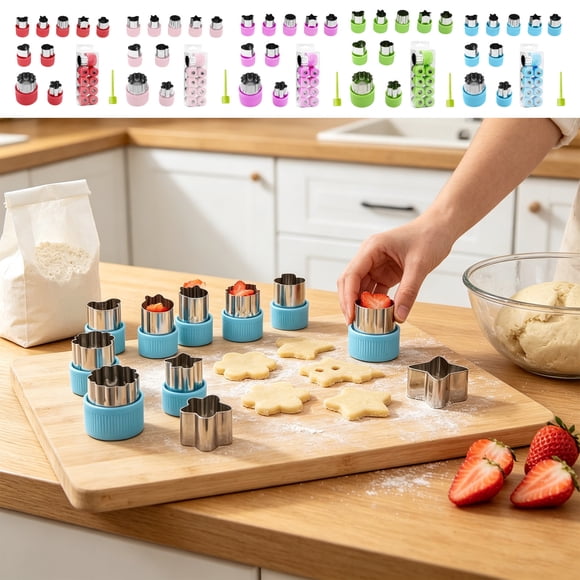 TTJ Cake Molds Cookie Molds 9 PCS Mini Cookies Cutters Set Stainless Steel Small Sandwich Food Cutter Shapes F Un Shaped Small Dinosaur Heart Star Round Flower for Lunch Fruit Vegetable